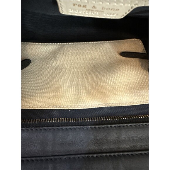 Rag & Bone Atlas Black Lamb Leather Satchel Tote Crossbody Bag Brass Hardware M - Picture 10 of 16